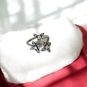 Sterling Silver 3 Flower Multistone Ring Size 7